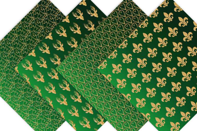 digital-paper-patterns-emerald-green-royal-sccrapbooking