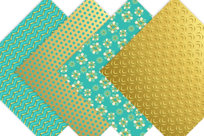 gold-turquoise-scrapbook-paper
