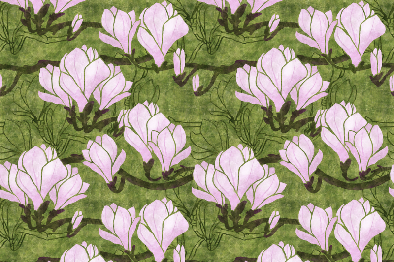 magnolia-art-nouveau-seamless-pattern