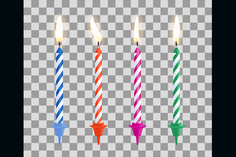 realistic-burning-birthday-cake-candles-set
