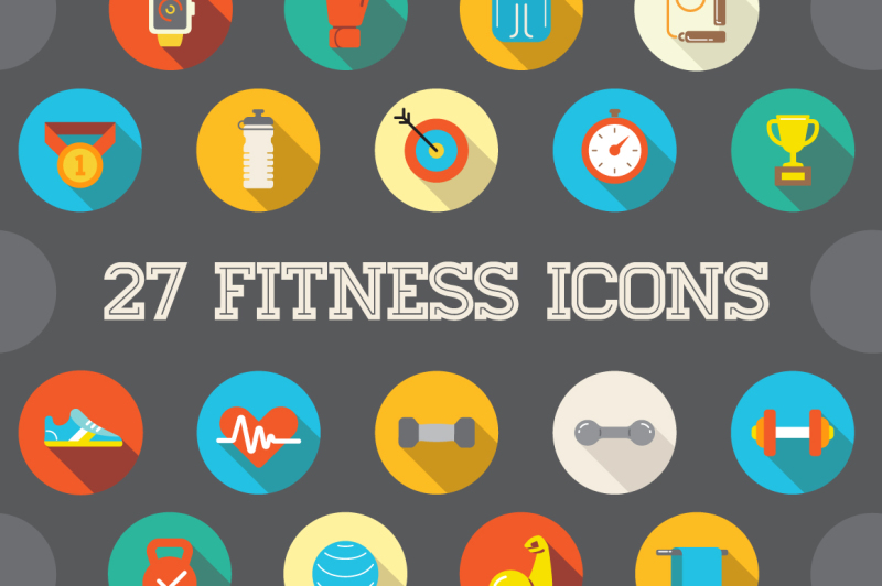 awesome-27-flat-vector-fitness-gym-icons
