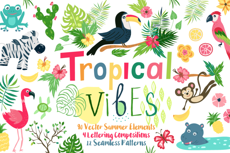 summer-tropical-cute-vector-pack