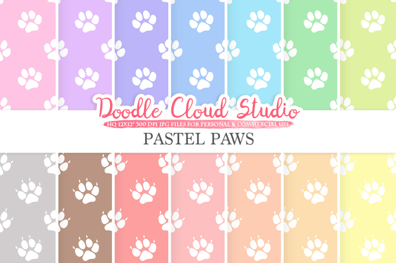 2-sets-of-pastel-paws-digital-paper-paw-prints-pattern-digital-paws-pastel-background-instant-download-for-personal-and-commercial-use