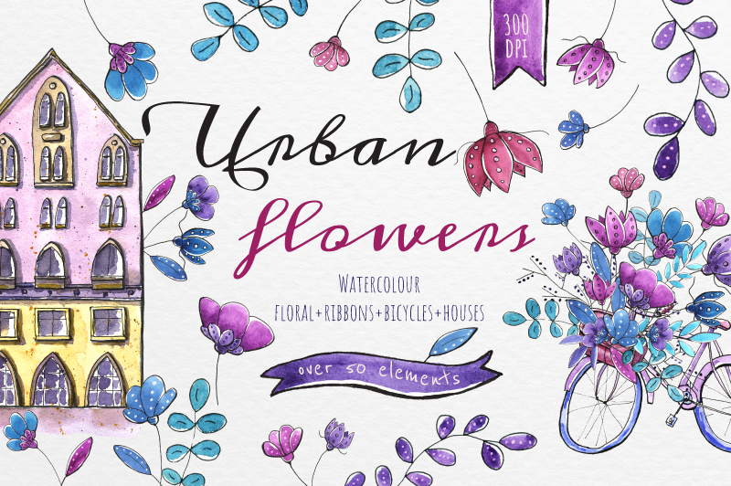 urban-flowers-watercolor-clipart