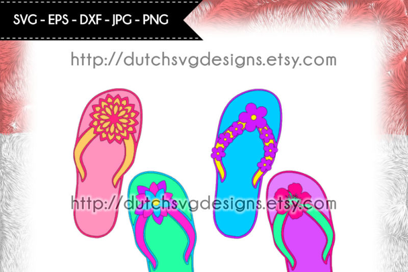flip-flop-cutting-file-with-4-different-flower-decorations-in-jpg-png-svg-eps-dxf-for-cricut-and-silhouette-flipflop-svg-flip-flop-svg-sandals-svg-thong-svg