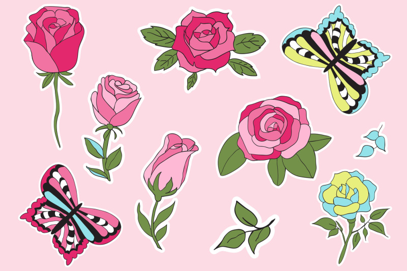 roses-and-butterflies-stickers