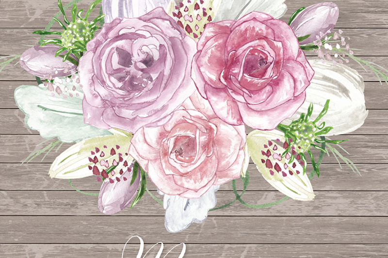 watercolor-rose-mauve-clipart-spring-flower-clipart-pink-floral-clipart-leaf-clipart-wedding-clip-art-wedding-invitation