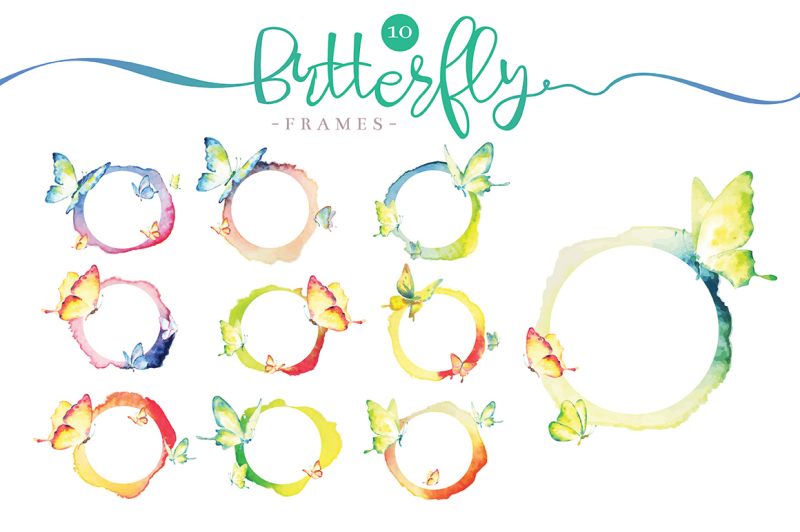 butterfly-watercolor-elements
