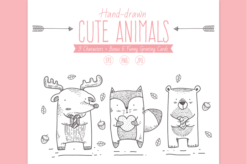 handdrawn-cute-animals