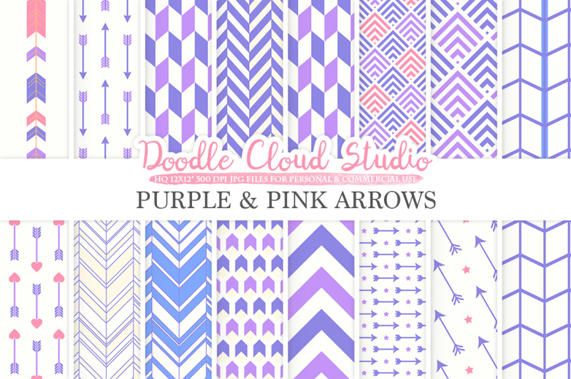 purple-and-pink-arrows-digital-paper-arrow-patterns-tribal-archery-chevron-triangles-orange-backgrounds-for-personal-and-commercial-use