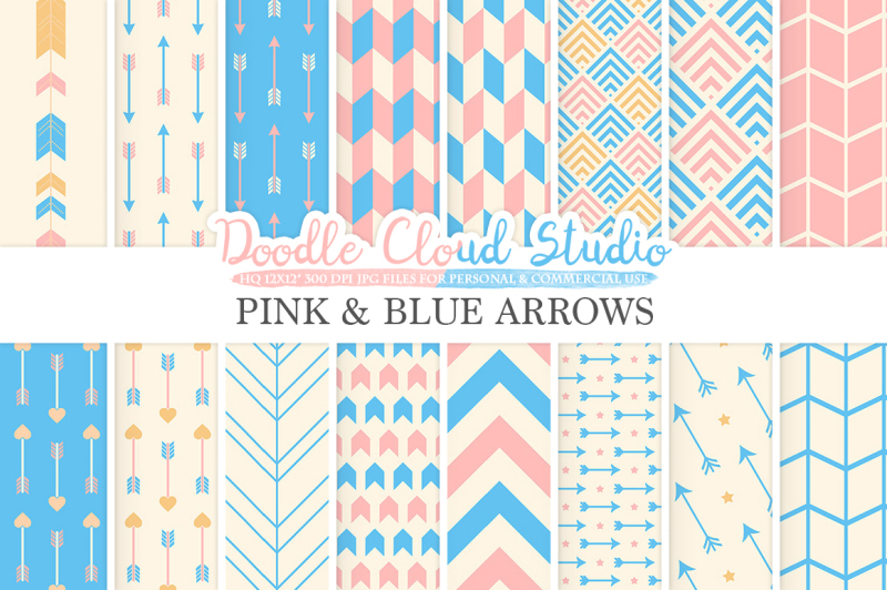 pink-and-blue-arrows-digital-paper-arrow-patterns-tribal-archery-chevron-triangles-azure-backgrounds-for-personal-and-commercial-use