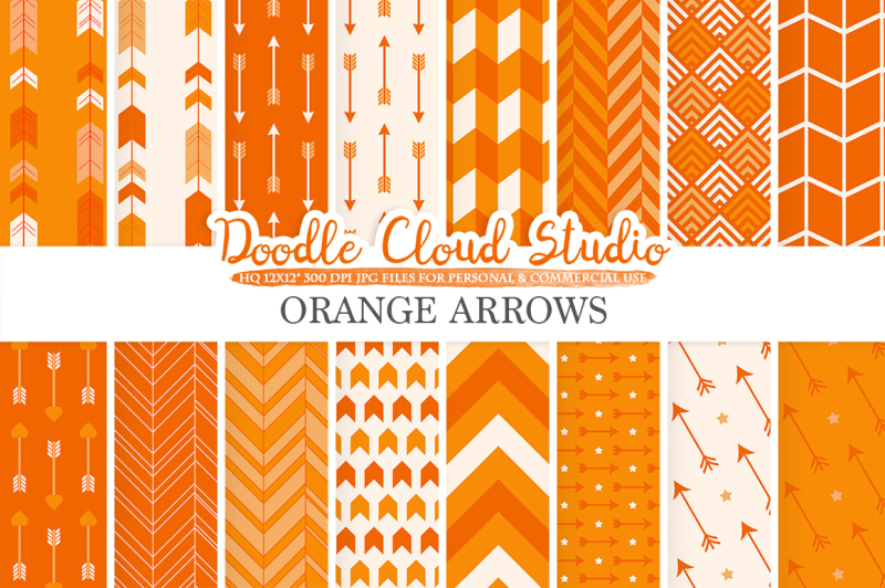 orange-arrows-digital-paper-arrow-patterns-tribal-archery-chevron-triangles-backgrounds-instant-download-personal-and-commercial-use