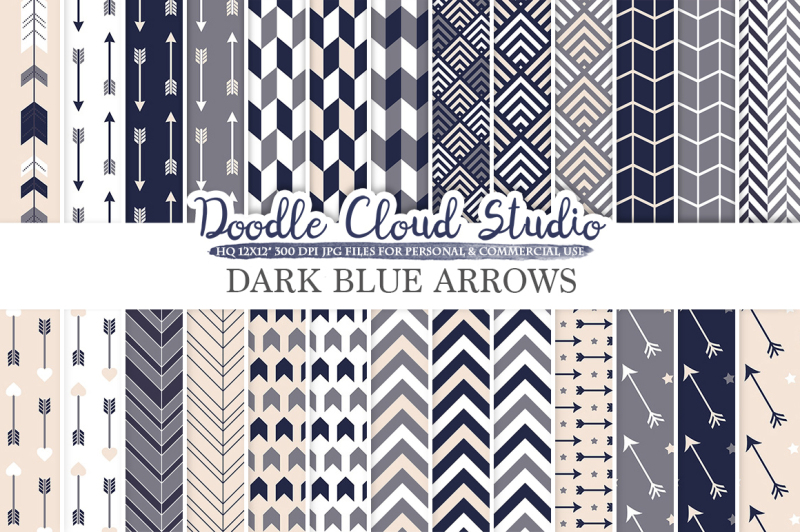 dark-navy-blue-cream-grey-arrows-digital-paper-arrow-patterns-tribal-archery-chevron-triangles-background-personal-and-commercial-use