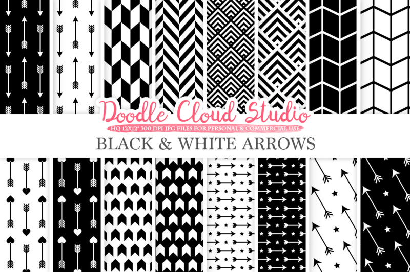 black-and-white-arrows-digital-paper-arrow-patterns-tribal-archery-chevron-triangles-backgrounds-for-personal-and-commercial-use