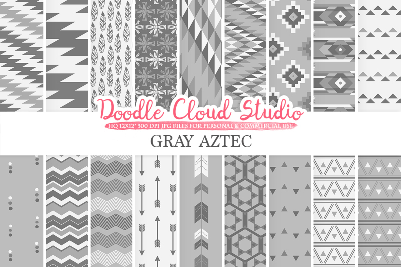 gray-aztec-digital-paper-tribal-patterns-native-triangles-geometric-ethnic-arrows-background-instant-download-for-personal-and-commercial-use