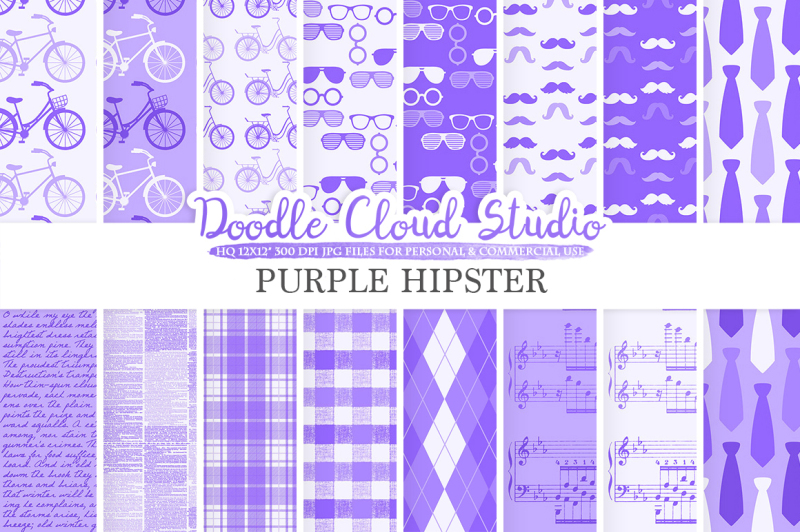 purple-hipster-digital-paper-vintage-father-s-day-tie-mustaches-bike-music-glasses-plaid-pattern-instant-download-personal-and-commercial-use