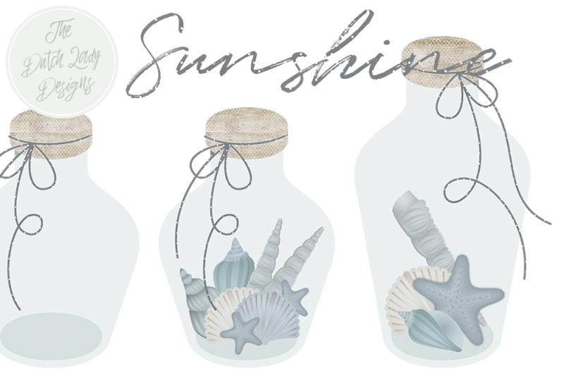sea-and-beach-glass-bottle-clipart-set
