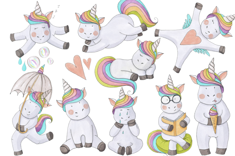 cute-unicorns-hand-painted-clipart