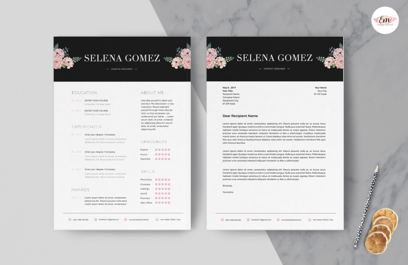 floral-1-page-resume
