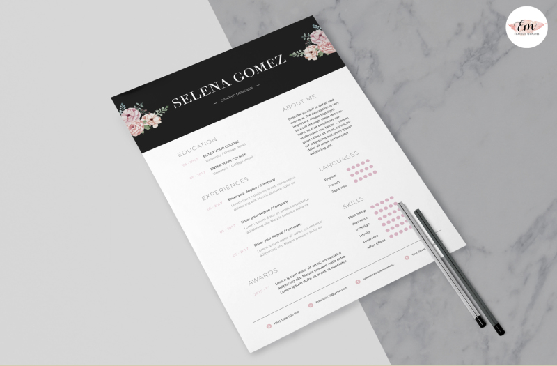 floral-1-page-resume