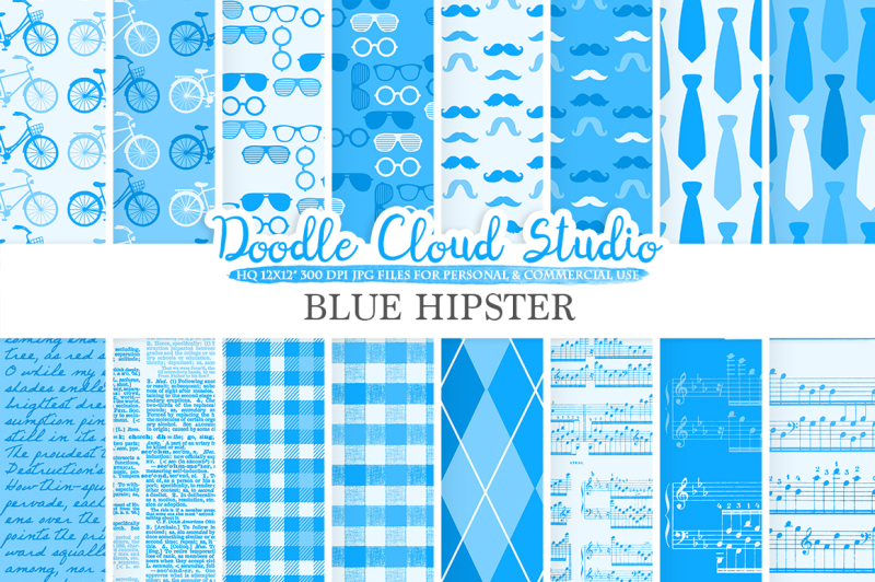 blue-hipster-digital-paper-vintage-father-s-day-tie-mustaches-bikes-music-glasses-plaid-pattern-instant-download-personal-and-commercial-use