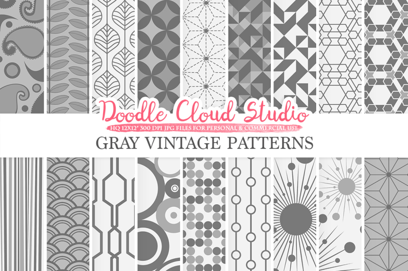 gray-retro-digital-paper-geometric-vintage-patterns-grey-digital-backgrounds-instant-download-for-personal-and-commercial-use