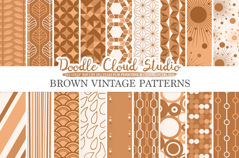 brown-retro-digital-paper-geometric-vintage-patterns-brown-digital-backgrounds-instant-download-for-personal-and-commercial-use