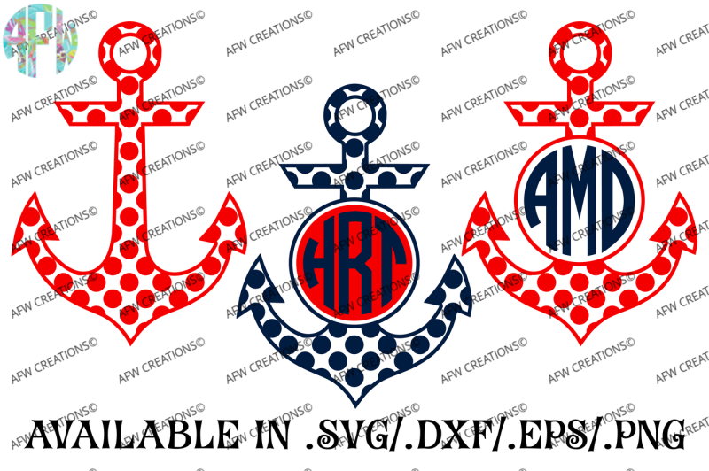 Download Polka Dot Monogram Anchors - SVG, DXF, EPS Cut Files By ...