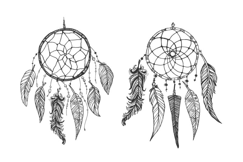 vector-dream-catchers-and-feathers