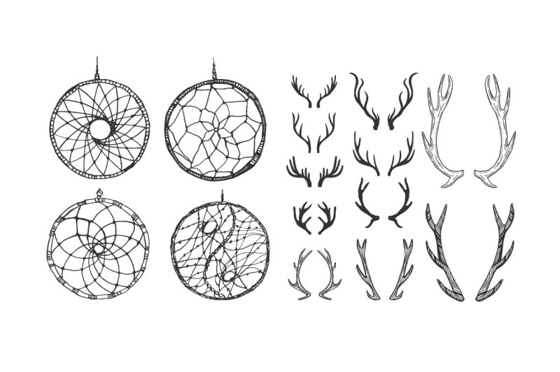vector-dream-catchers-and-feathers