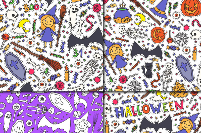 vector-halloween-stickers-patterns