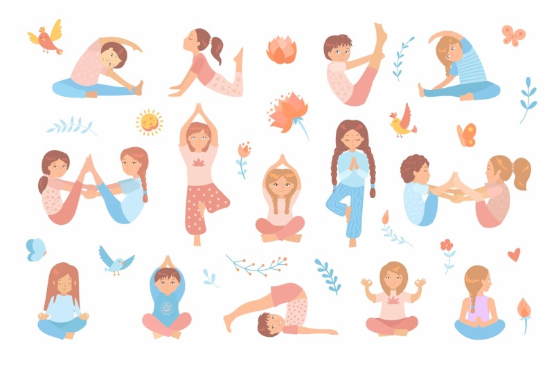 yoga-kids-set-vector-illustrations