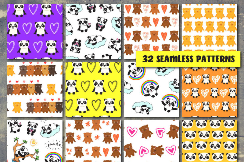 32-seamless-patterns-with-panda