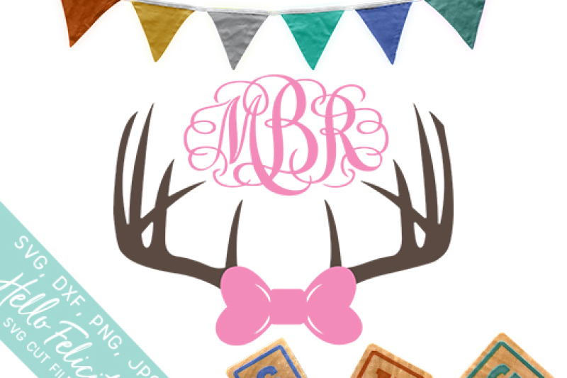 Download Baby Girl Deer Antlers Monogram SVG Cutting Files By Hello Felicity | TheHungryJPEG.com