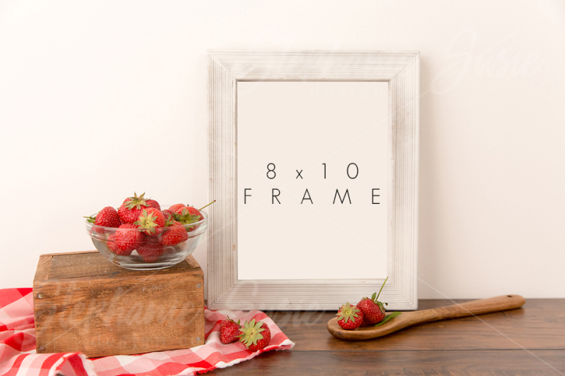 Download Download White Frame with Strawberries and Wooden Spoon Styled Mock Up PSD Mockup - Macbook Air ...