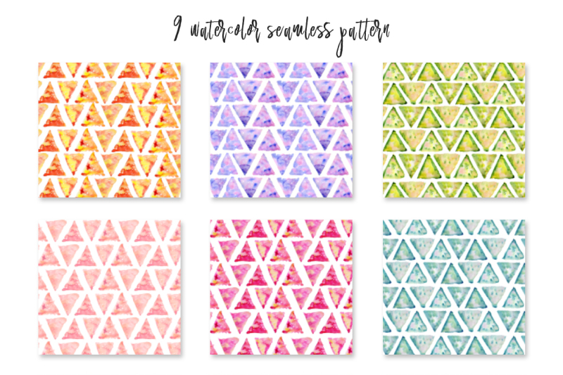 digital-paper-seamless-pattern-cactus-and-triangles-clipart-watercolor