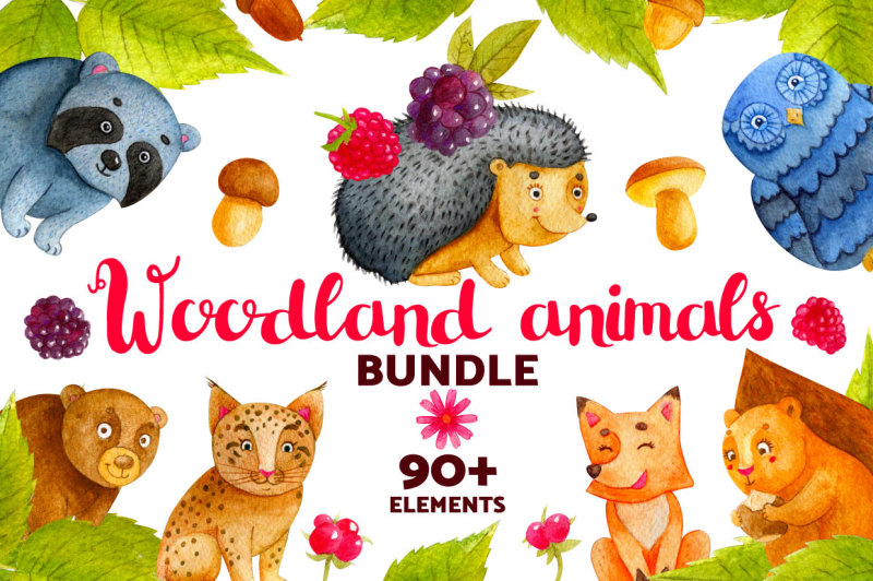 woodland-animals-watercolor-bundle