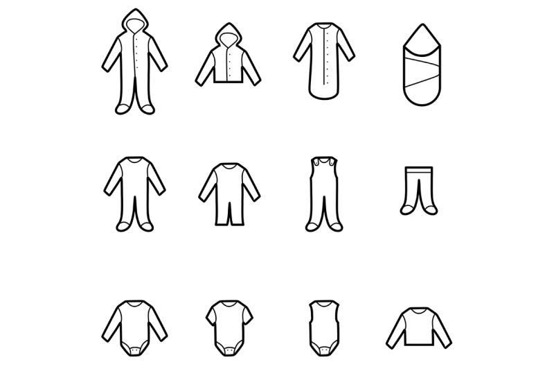 baby-clothes-line-icons-set