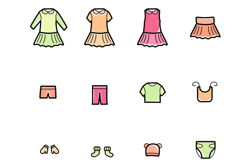 baby-clothes-line-icons-set