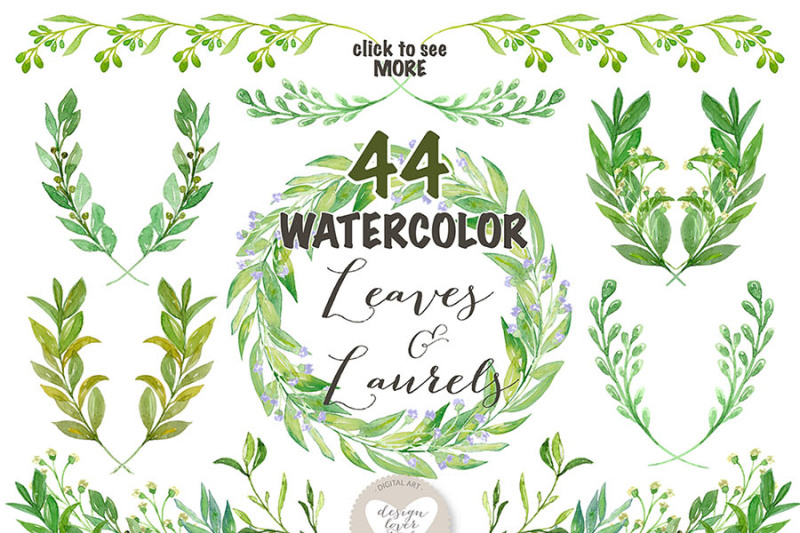watercolor-leaves-laurel-and-wreath