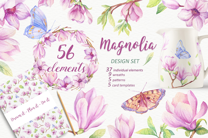 watercolor-magnolia-design-pack