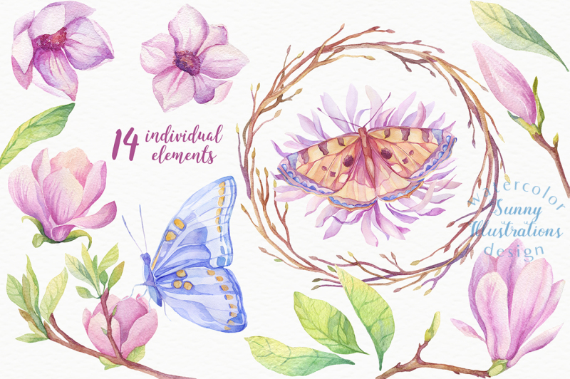 watercolor-magnolia-design-pack