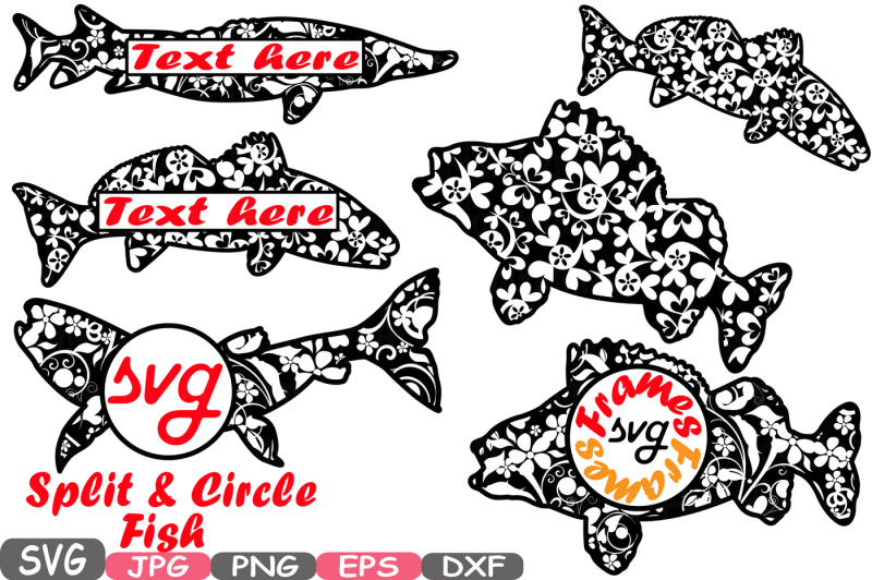 Split & Circle Fish Monogram SVG Silhouette Cutting Files ...