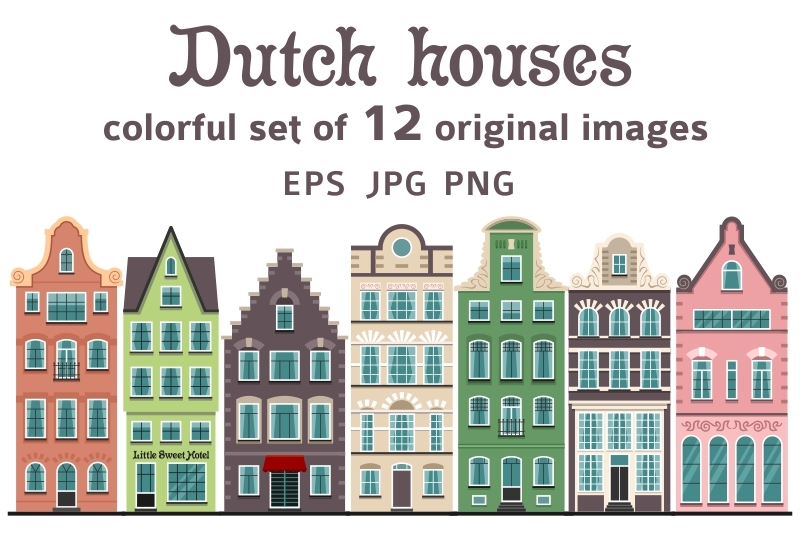 set-of-12-amsterdam-old-houses-cartoon-facades
