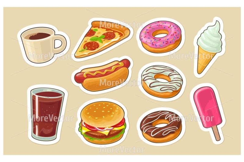 set-of-fast-food-donut-ice-cream-popsicle-pizza-hamburger-pizza-hotdog-cup-coffee-and-cola