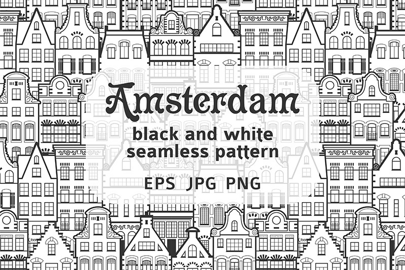 seamless-pattern-of-line-style-holland-old-houses