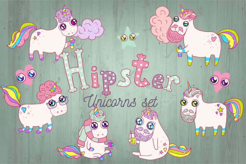 hipster-unicorns-set