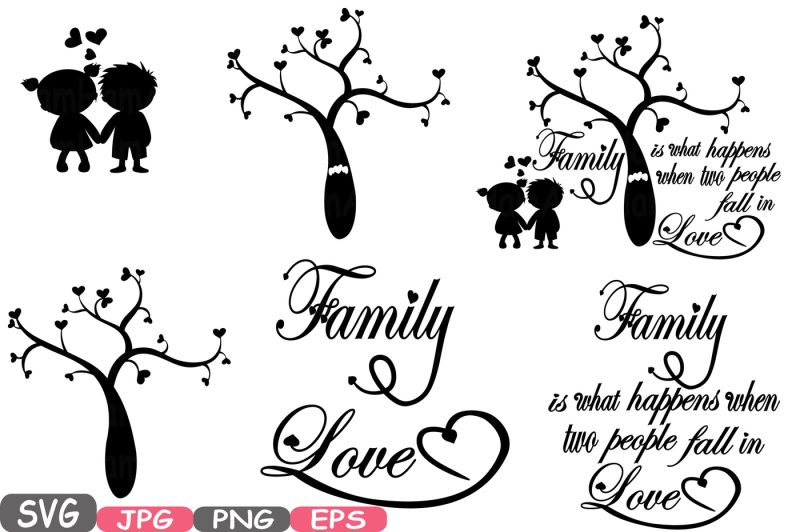 Download Family SVG Word Art family tree quote clip art silhouette Family Is what happens when two people ...