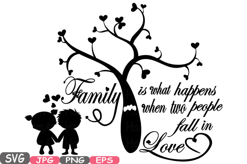 Download Family SVG Word Art family tree quote clip art silhouette Family Is what happens when two people ...