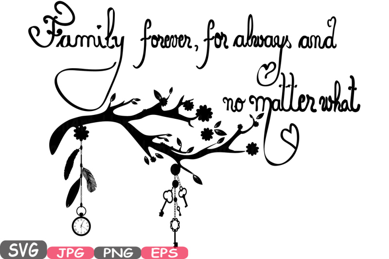 Download Family Forever SVG Word Art family quote clip art silhouette Family forever, for always and no ...